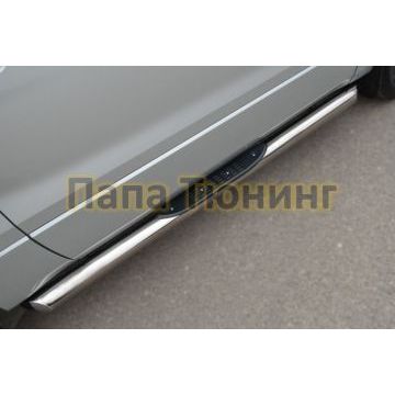 Пороги труба d76 с накладками вариант 1 РусСталь для Suzuki Grand Vitara 2012-2015