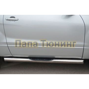 Пороги труба d76 с накладками вариант 1 РусСталь для Suzuki Grand Vitara 2012-2015