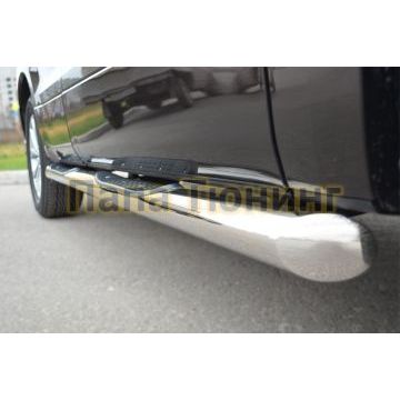 Пороги труба d76 с накладками вариант 1 РусСталь для Suzuki Grand Vitara 2012-2015