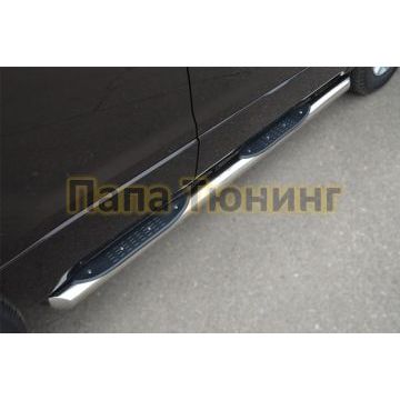 Пороги труба d76 с накладками вариант 1 РусСталь для Suzuki Grand Vitara 2012-2015