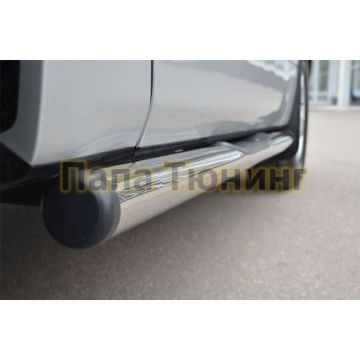 Пороги труба d76 с накладками вариант 2 РусСталь для Suzuki Grand Vitara 2012-2015