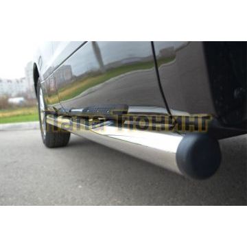 Пороги труба d76 с накладками вариант 2 РусСталь для Suzuki Grand Vitara 2012-2015