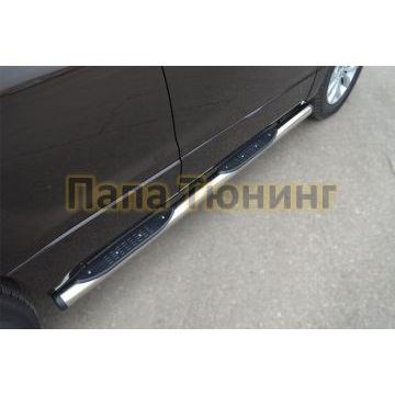 Пороги труба d76 с накладками вариант 2 РусСталь для Suzuki Grand Vitara 2012-2015