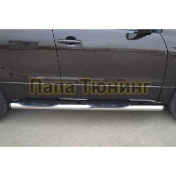 Пороги труба d76 с накладками вариант 2 РусСталь для Suzuki Grand Vitara 2012-2015