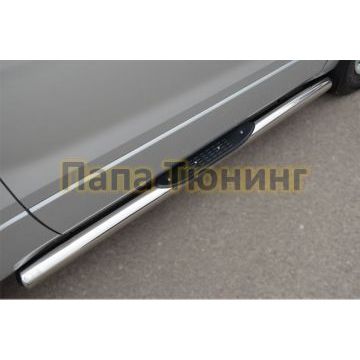 Пороги труба d76 с накладками вариант 3 РусСталь для Suzuki Grand Vitara 2012-2015