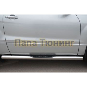 Пороги труба d76 с накладками вариант 3 РусСталь для Suzuki Grand Vitara 2012-2015