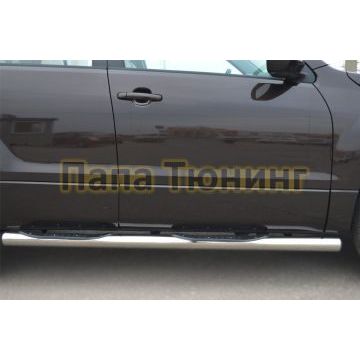 Пороги труба d76 с накладками вариант 3 РусСталь для Suzuki Grand Vitara 2012-2015