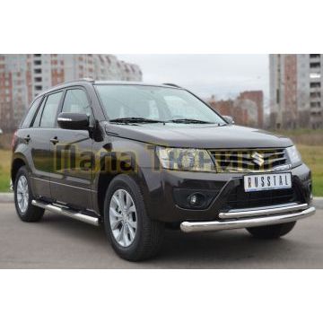 Защита передняя двойная d76-d42 РусСталь для Suzuki Grand Vitara 2012-2015