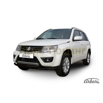 Защита передняя чёрная сталь двойная 57-57 мм Slitkoff для Suzuki Grand Vitara 2012-2015 Защита передняя чёрная сталь двойная 57-57 мм Slitkoff для Suzuki Grand Vitara 2012-2015