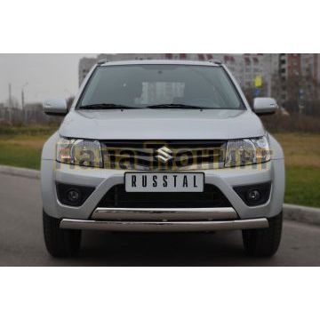 Защита передняя овальная двойная 75х42 мм РусСталь для Suzuki Grand Vitara 2012-2015