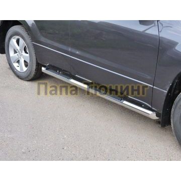 Пороги труба d76 с накладками вариант 1 РусСталь для Suzuki Grand Vitara 2008-2011