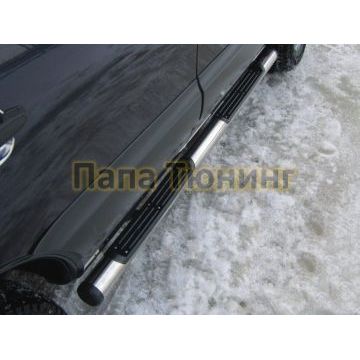 Пороги труба d76 с накладками вариант 2 РусСталь для Suzuki Grand Vitara 2008-2011