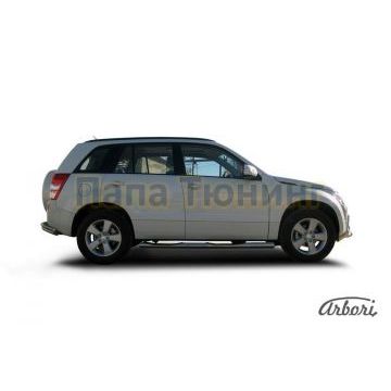 Пороги труба с накладками 76 мм Slitkoff для Suzuki Grand Vitara 2008-2011