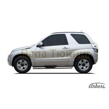 Пороги труба с накладками 76 мм на 3 двери Slitkoff для Suzuki Grand Vitara 2008-2011