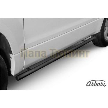 Защита штатных порогов чёрная сталь труба 57 мм на 3 двери Slitkoff для Suzuki Grand Vitara 2008-2011