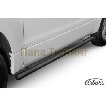 Защита штатных порогов чёрная сталь труба 76 мм на 3 двери Slitkoff для Suzuki Grand Vitara 2008-2011