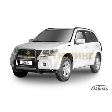 Кенгурин чёрная сталь высокий 57 мм Slitkoff для Suzuki Grand Vitara 2008-2011
