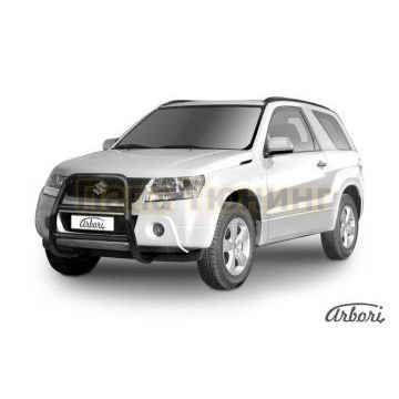 Кенгурин чёрная сталь высокий 57 мм на 3 двери Slitkoff для Suzuki Grand Vitara 2008-2011