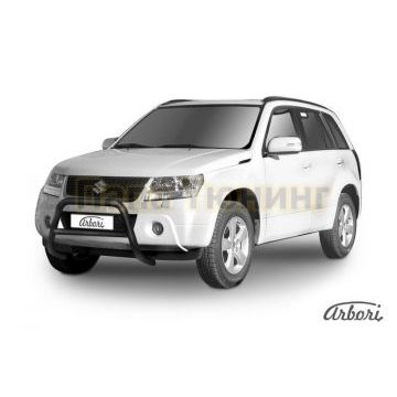 Кенгурин чёрная сталь низкий 57 мм Slitkoff для Suzuki Grand Vitara 2008-2011