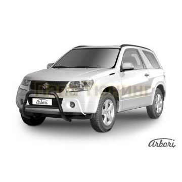 Кенгурин чёрная сталь низкий 57 мм на 3 двери Slitkoff для Suzuki Grand Vitara 2008-2011