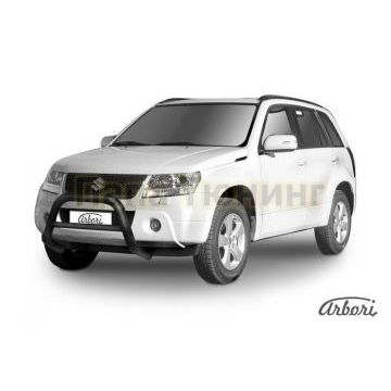 Кенгурин чёрная сталь низкий 76 мм Slitkoff для Suzuki Grand Vitara 2008-2011