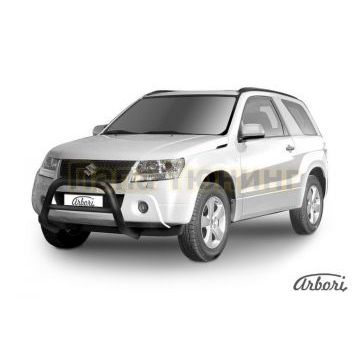 Кенгурин чёрная сталь низкий 76 мм на 3 двери Slitkoff для Suzuki Grand Vitara 2008-2011