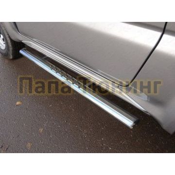 Пороги овальные с проступью 75х42 мм ТСС для Suzuki Jimny 2012-2018