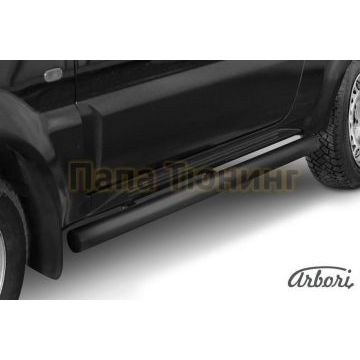 Защита штатных порогов чёрная сталь труба 76 мм Slitkoff для Suzuki Jimny 1998-2011