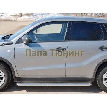 Пороги с площадкой нержавеющий лист 42 мм РусСталь для Suzuki Vitara 2015-