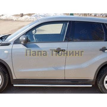 Пороги труба d42 вариант 3 РусСталь для Suzuki Vitara 2015-