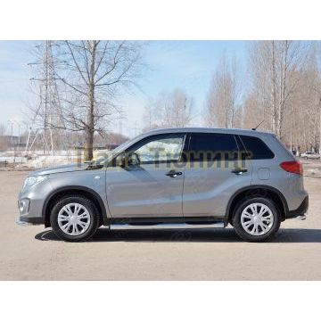 Пороги труба с накладками d76 вариант 2 РусСталь для Suzuki Vitara 2015-