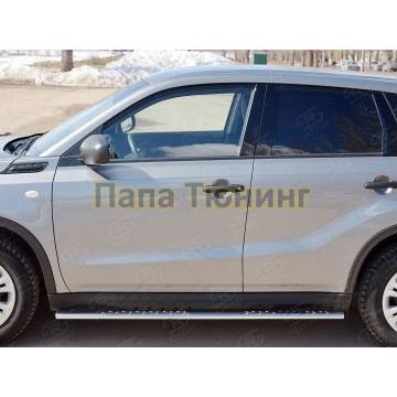 Пороги труба овальная с проступью 75х42 мм РусСталь для Suzuki Vitara 2015-