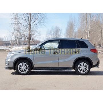 Пороги труба овальная с проступью 75х42 мм РусСталь для Suzuki Vitara 2015-