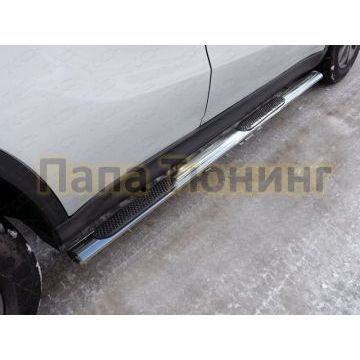 Пороги труба овальная с накладками 75х42 мм ТСС для Suzuki Vitara 2015- Пороги труба овальная с накладками 75х42 мм ТСС для Suzuki Vitara 2015-