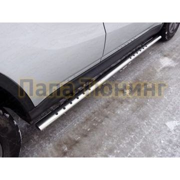 Пороги труба овальная с проступью 75х42 мм ТСС для Suzuki Vitara 2015- Пороги труба овальная с проступью 75х42 мм ТСС для Suzuki Vitara 2015-