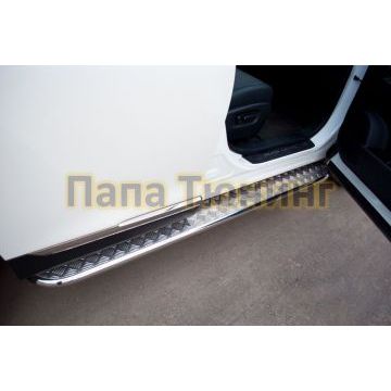 Пороги с площадкой алюминиевый лист d42 РусСталь для Toyota Highlander 2010-2014
