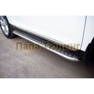 Пороги с площадкой алюминиевый лист d42 РусСталь для Toyota Highlander 2010-2014