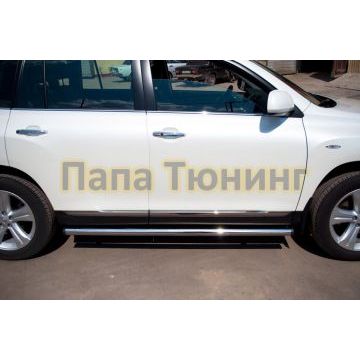 Пороги труба d57 вариант 2 РусСталь для Toyota Highlander 2010-2014