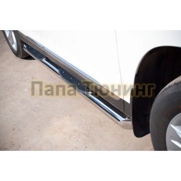 Пороги труба d76 с накладками вариант 1 РусСталь для Toyota Highlander 2010-2014