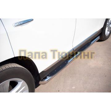 Пороги труба d76 с накладками вариант 1 РусСталь для Toyota Highlander 2010-2014