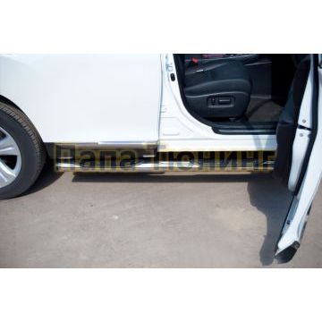 Пороги труба d76 с накладками вариант 2 РусСталь для Toyota Highlander 2010-2014