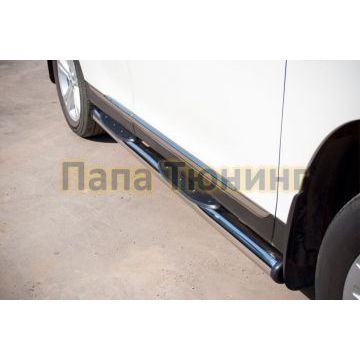 Пороги труба d76 с накладками вариант 2 РусСталь для Toyota Highlander 2010-2014