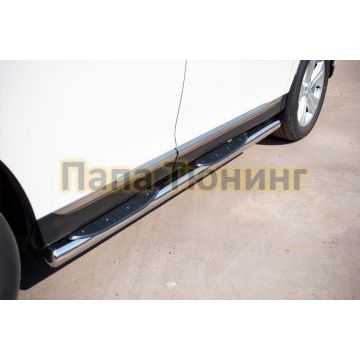 Пороги труба d76 с накладками вариант 3 РусСталь для Toyota Highlander 2010-2014