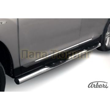 Пороги труба с накладками 76 мм Slitkoff для Toyota Highlander 2010-2014 Пороги труба с накладками 76 мм Slitkoff для Toyota Highlander 2010-2014