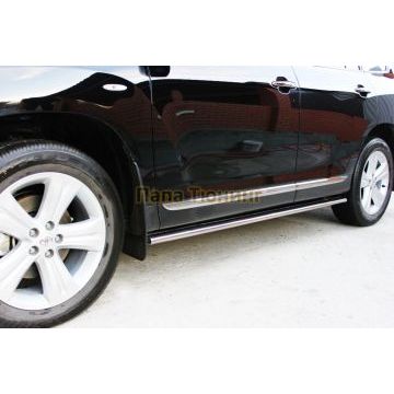 Пороги труба овальная 75x42 мм РусСталь для Toyota Highlander 2010-2014