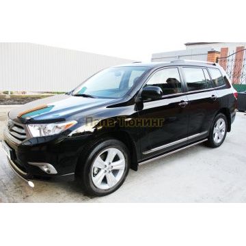Пороги труба овальная 75x42 мм РусСталь для Toyota Highlander 2010-2014