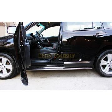 Пороги труба овальная 75x42 мм РусСталь для Toyota Highlander 2010-2014