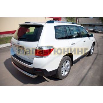 Пороги труба овальная с накладками 75х42 мм РусСталь для Toyota Highlander 2010-2014