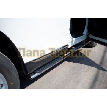 Пороги труба овальная с накладками 75х42 мм РусСталь для Toyota Highlander 2010-2014