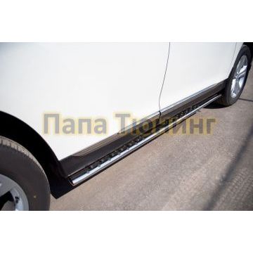 Пороги труба овальная с проступью 75х45 мм РусСталь для Toyota Highlander 2010-2014